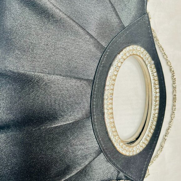 Timeless Elegance: Vintage Black Satin Handbag - Picture 2 of 10